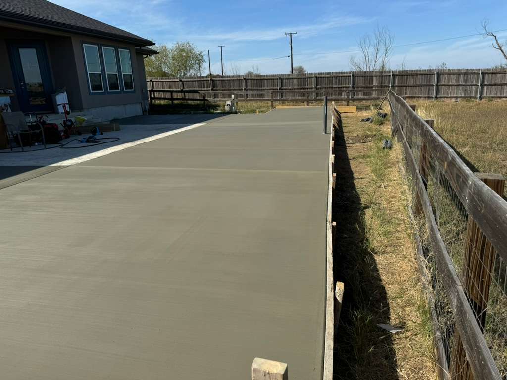 Concrete patio under construction in Alamo Ranch San Antonio TX